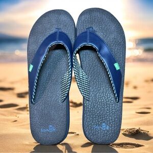 Sanuk Navy Yoga Mat Flip Flops Women’s 11 - great condition for all summer fun